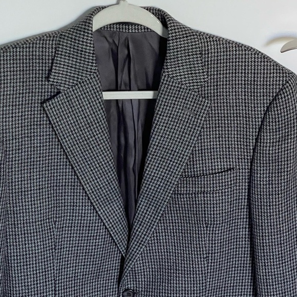 Lauren Ralph Lauren Gray Black 100% Wool Houndstooth Sport Coat Blazer - Picture 2 of 15
